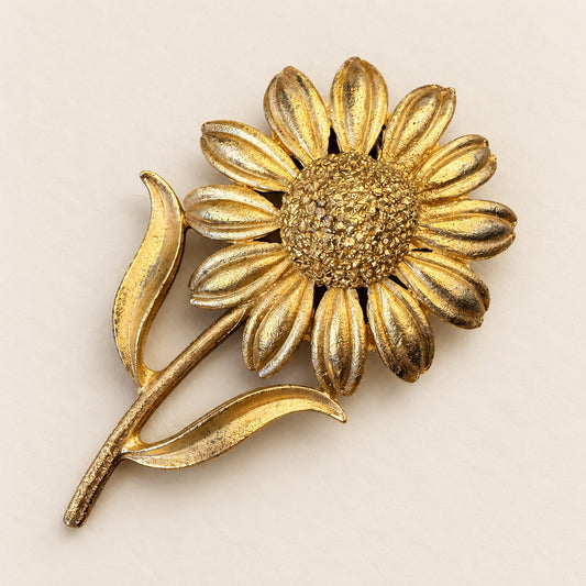 Gold-Tone Sunflower Brooch