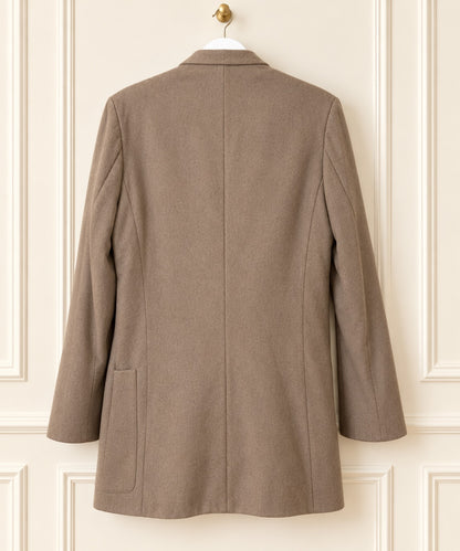 Linda Allard for Ellen Tracy Taupe Wool-Blend Crest Blazer | Size 6