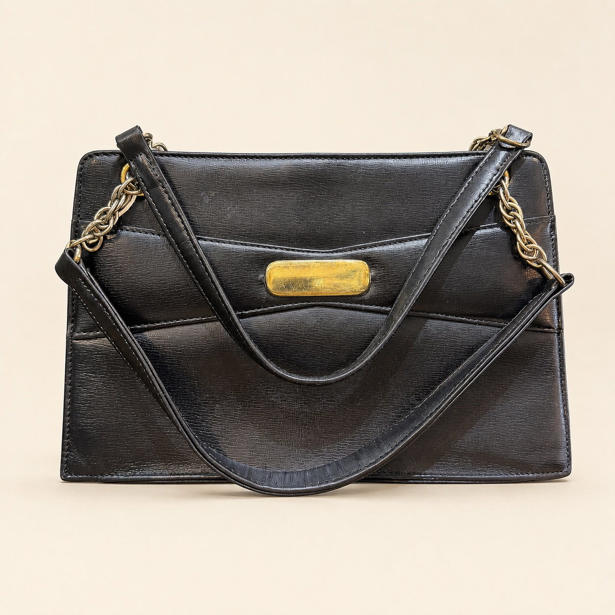 Vintage Black Leather Handbag