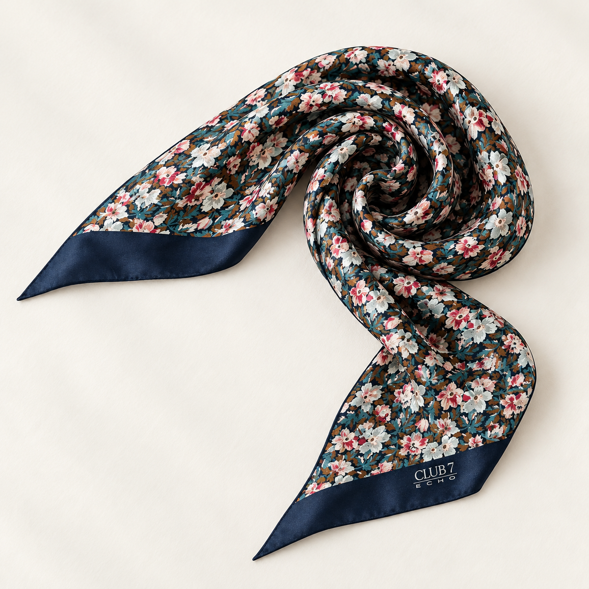 Club 7 Echo Navy Ditsy Floral Scarf
