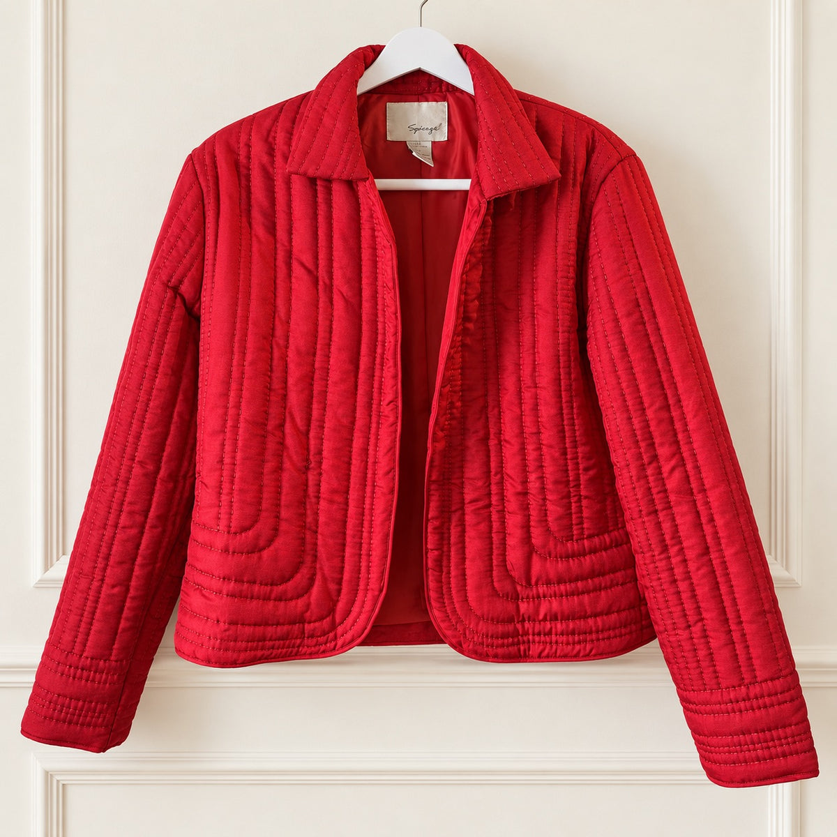 Spiegel Red Quilted Collared Jacket - Medium
