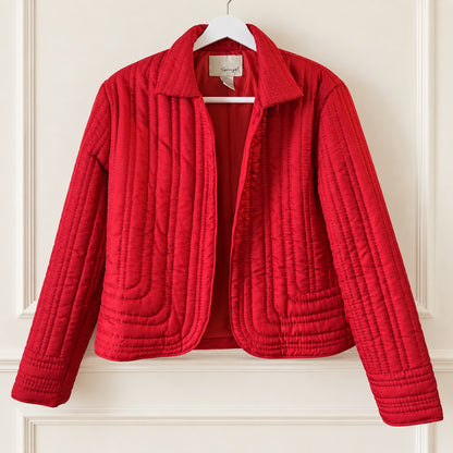 Spiegel Red Quilted Collared Jacket - Medium