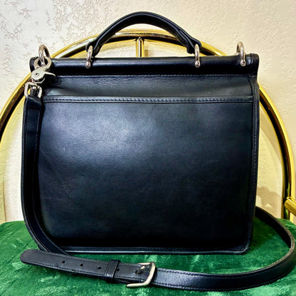 Vintage Coach Willis 1998 Style 9927 Black Leather Crossbody Satchel | USA Made Nickel Hardware