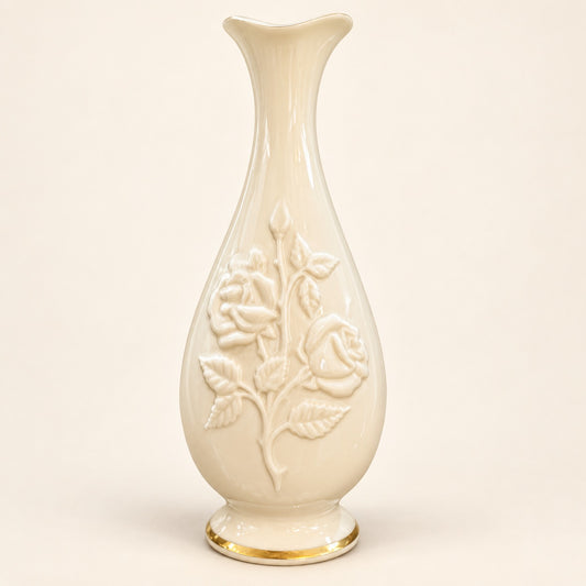 Lenox Sharon Rose Embossed Ivory Bud Vase | 7.5 Inch