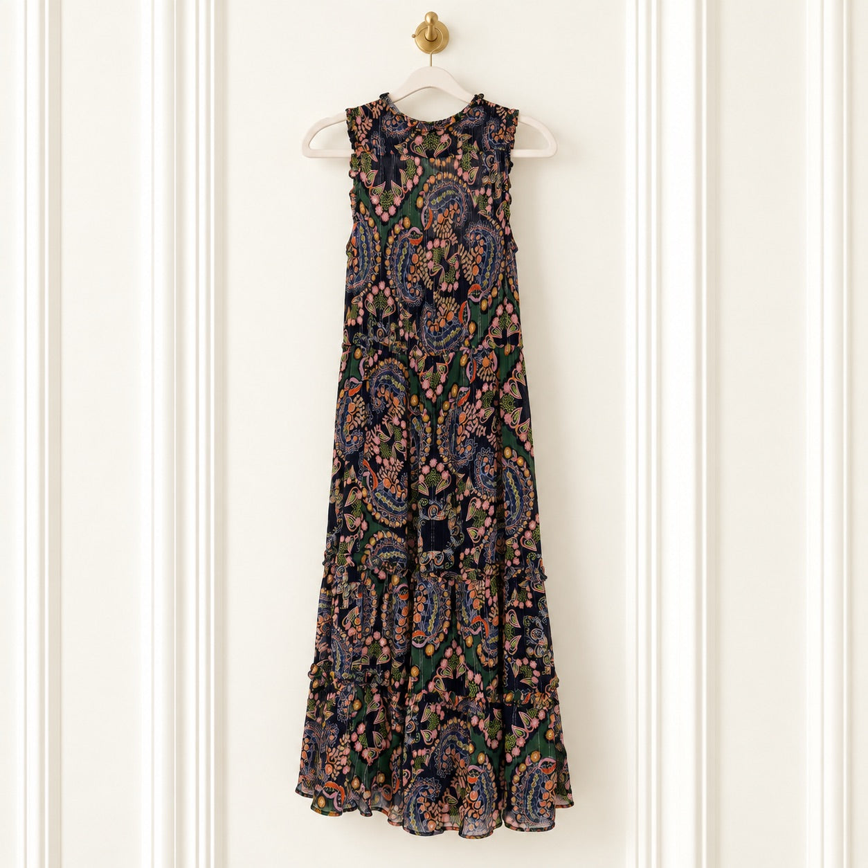 by Anthropologie Paisley Floral Tiered Maxi Dress | Size 0
