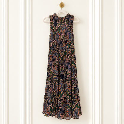 by Anthropologie Paisley Floral Tiered Maxi Dress | Size 0