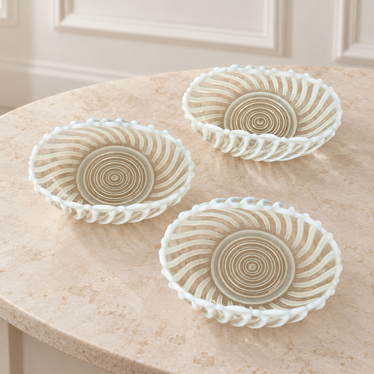 White Swirl Bowls - Set of Three