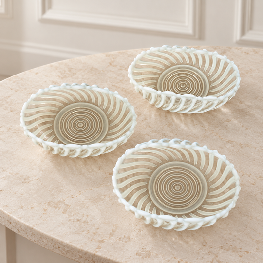White Swirl Bowls - Set of Three