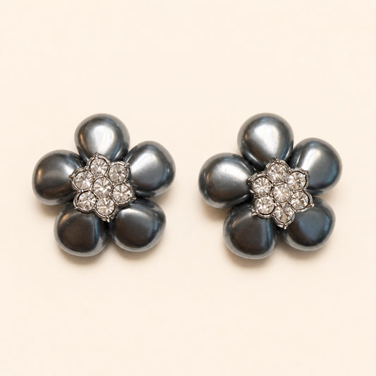 Gray Pearl Flower Avon Earrings