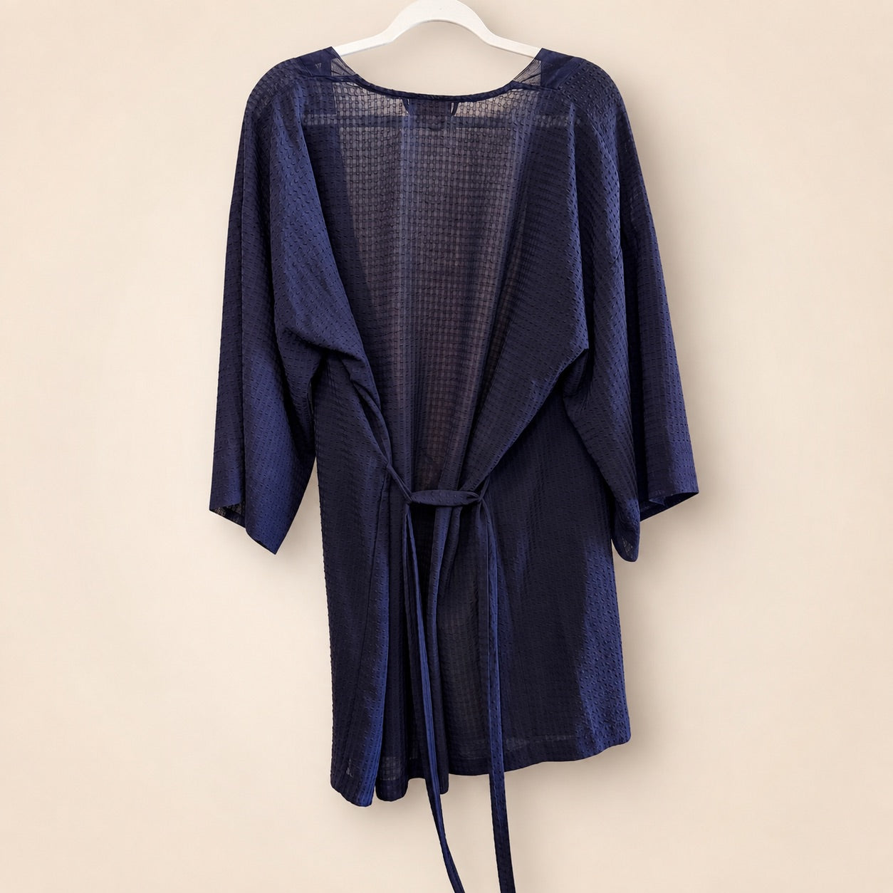 Victoria's Secret VINTAGE GOLD LABEL Navy Sheer Waffle Robe