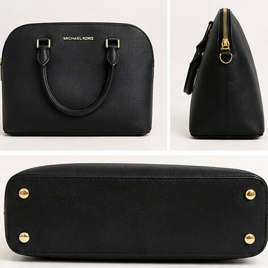 Michael Kors  Cindy Dome Satchel Black Leather