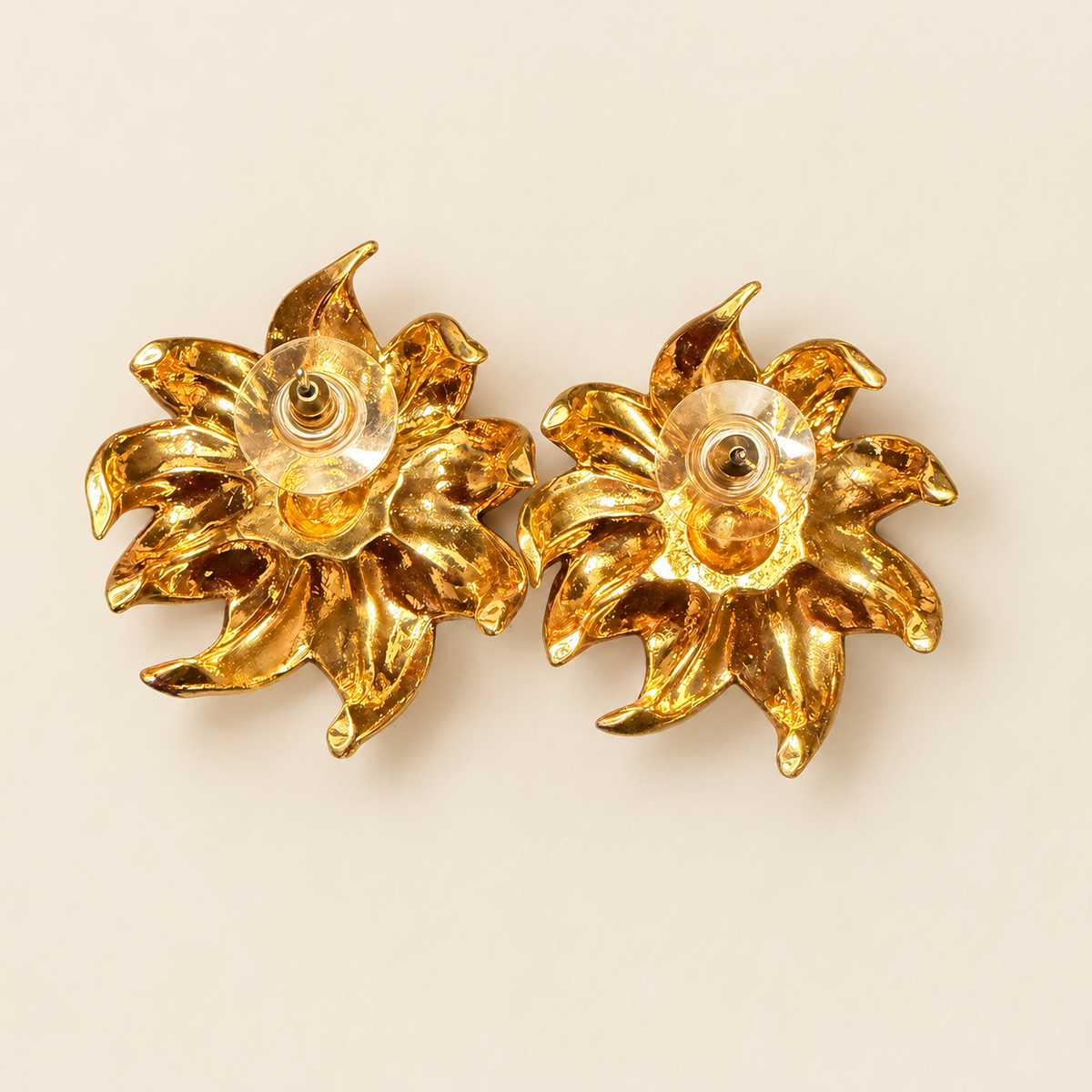 Gold-Tone Flower & Faux Pearl Cluster Stud Earrings