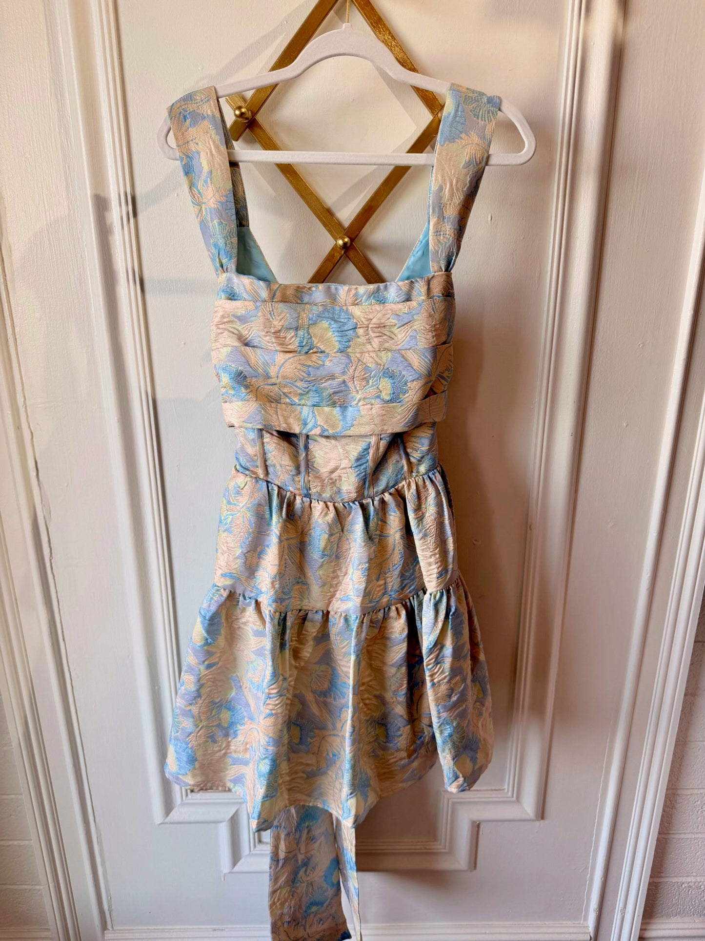 ASOS LUXE Curve Luxe Light Blue Jacquard Mini Dress