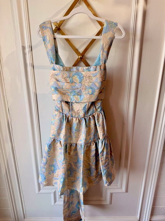 ASOS LUXE Curve Luxe Light Blue Jacquard Mini Dress