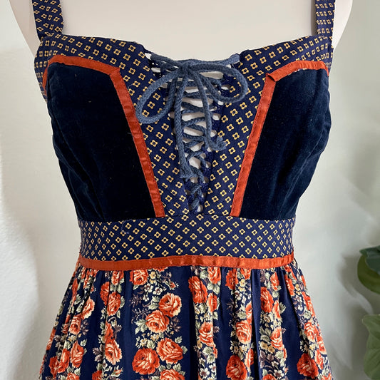 70's Gunne Sax Cabbage Rose Corset Dress