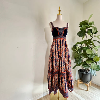 70's Gunne Sax Cabbage Rose Corset Dress