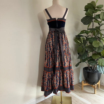 70's Gunne Sax Cabbage Rose Corset Dress