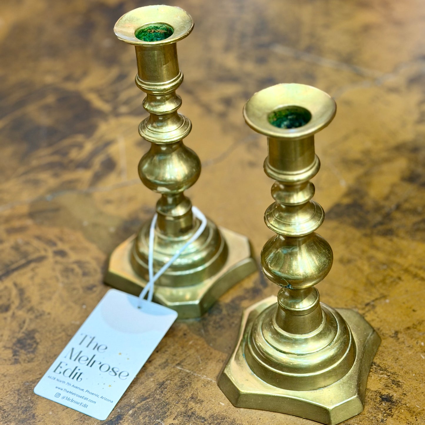 Vintage Brass Candlestick Holders - Pair