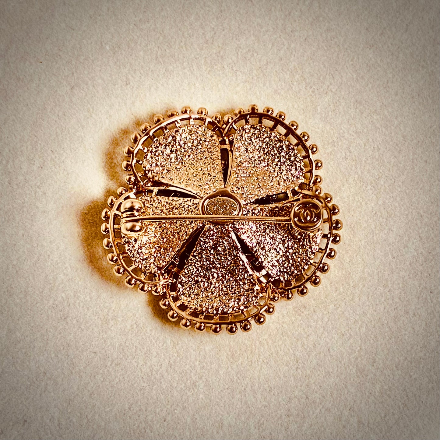 CHANEL 23A Pink Camellia Brooch Pearl Gold Tone CC 2023 France