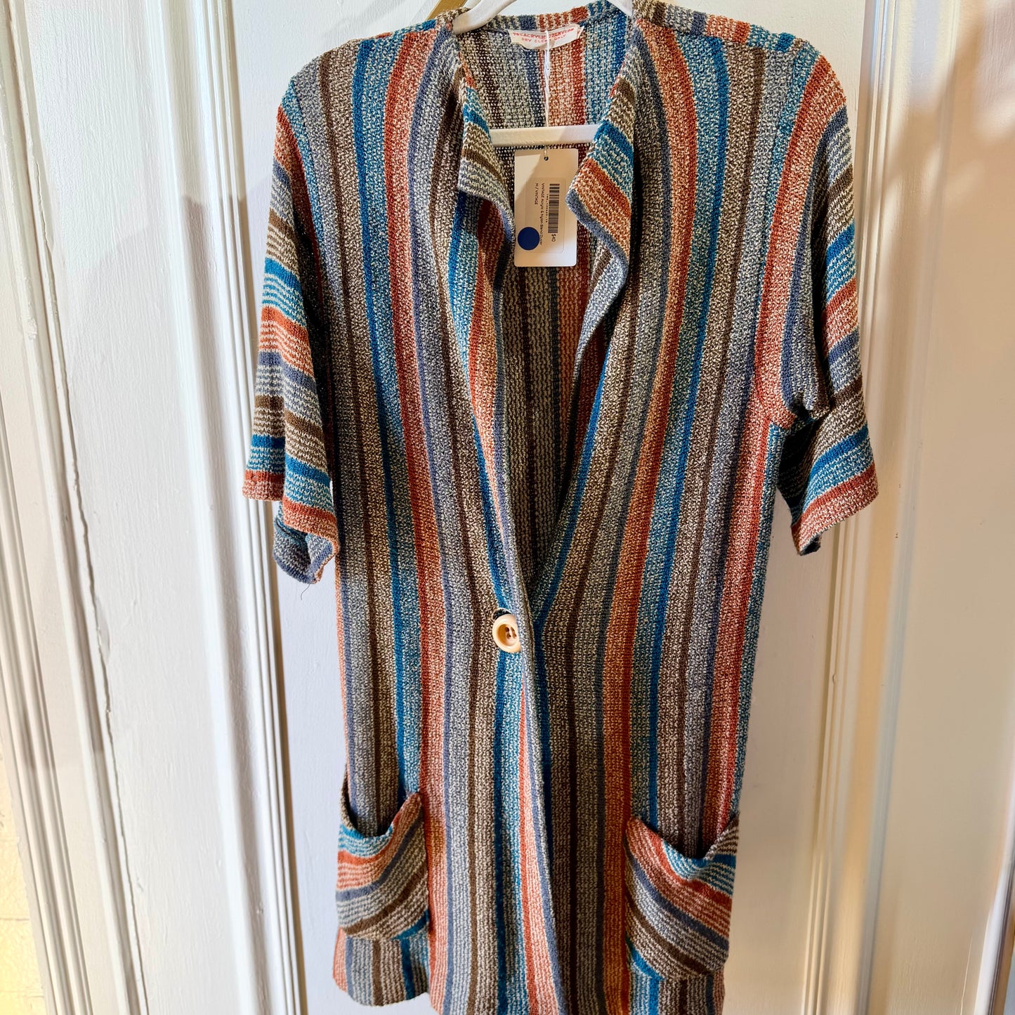 Vintage Striped Knit Duster Cardigan