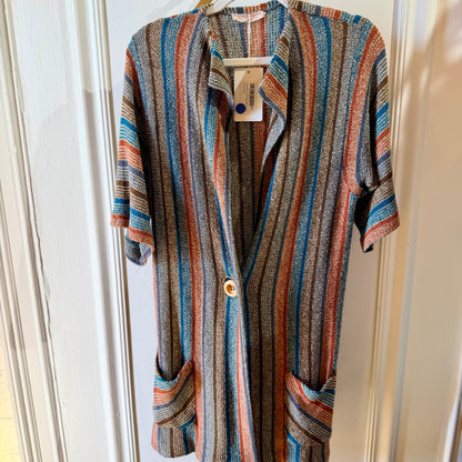 Vintage Striped Knit Duster Cardigan