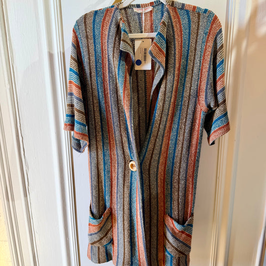 Vintage Striped Knit Duster Cardigan