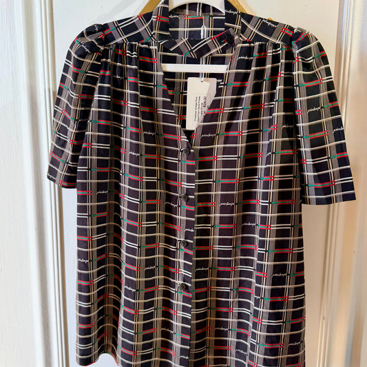 Vintage Printemps Paris Plaid Blouse