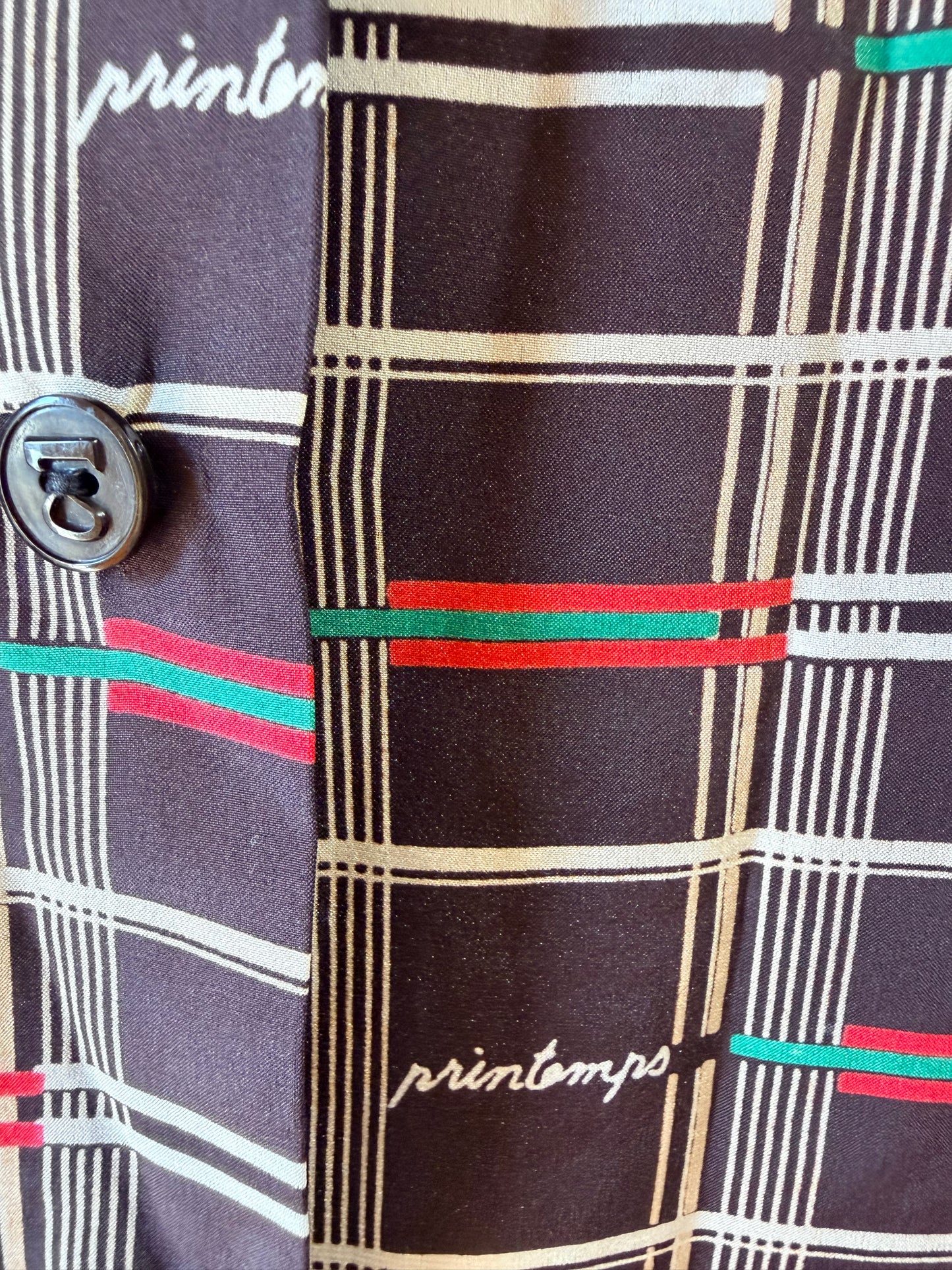 Vintage Printemps Paris Plaid Blouse