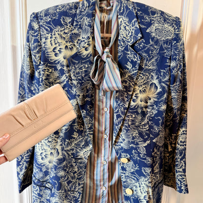 Vintage 100% Silk Floral Blazer