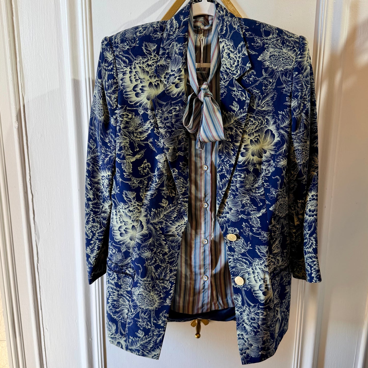 Vintage 100% Silk Floral Blazer