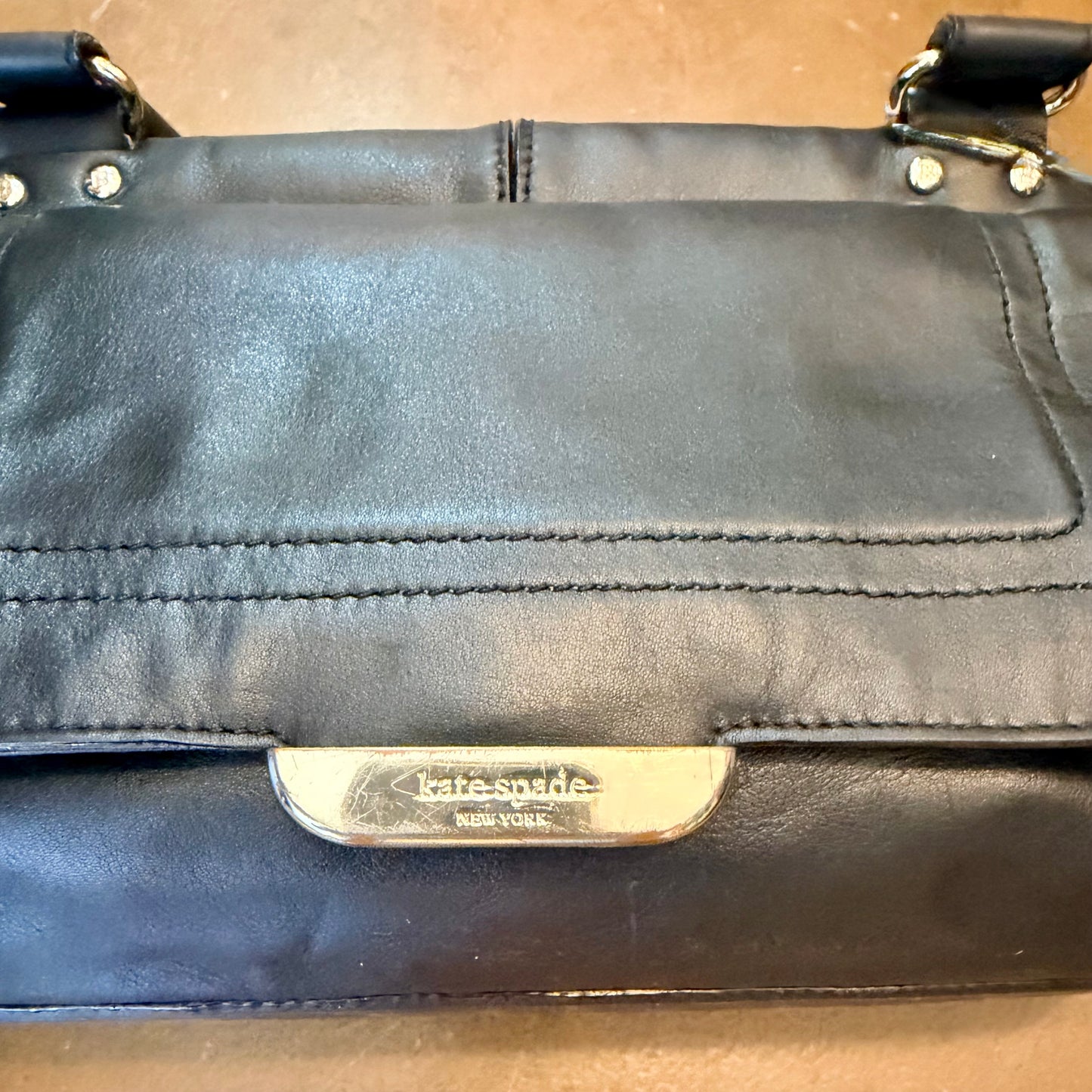 Kate Spade Tompkins Square “Billie” Black Leather Satchel