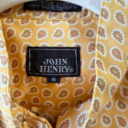 Vintage John Henry Yellow Paisley Button Down Blouse