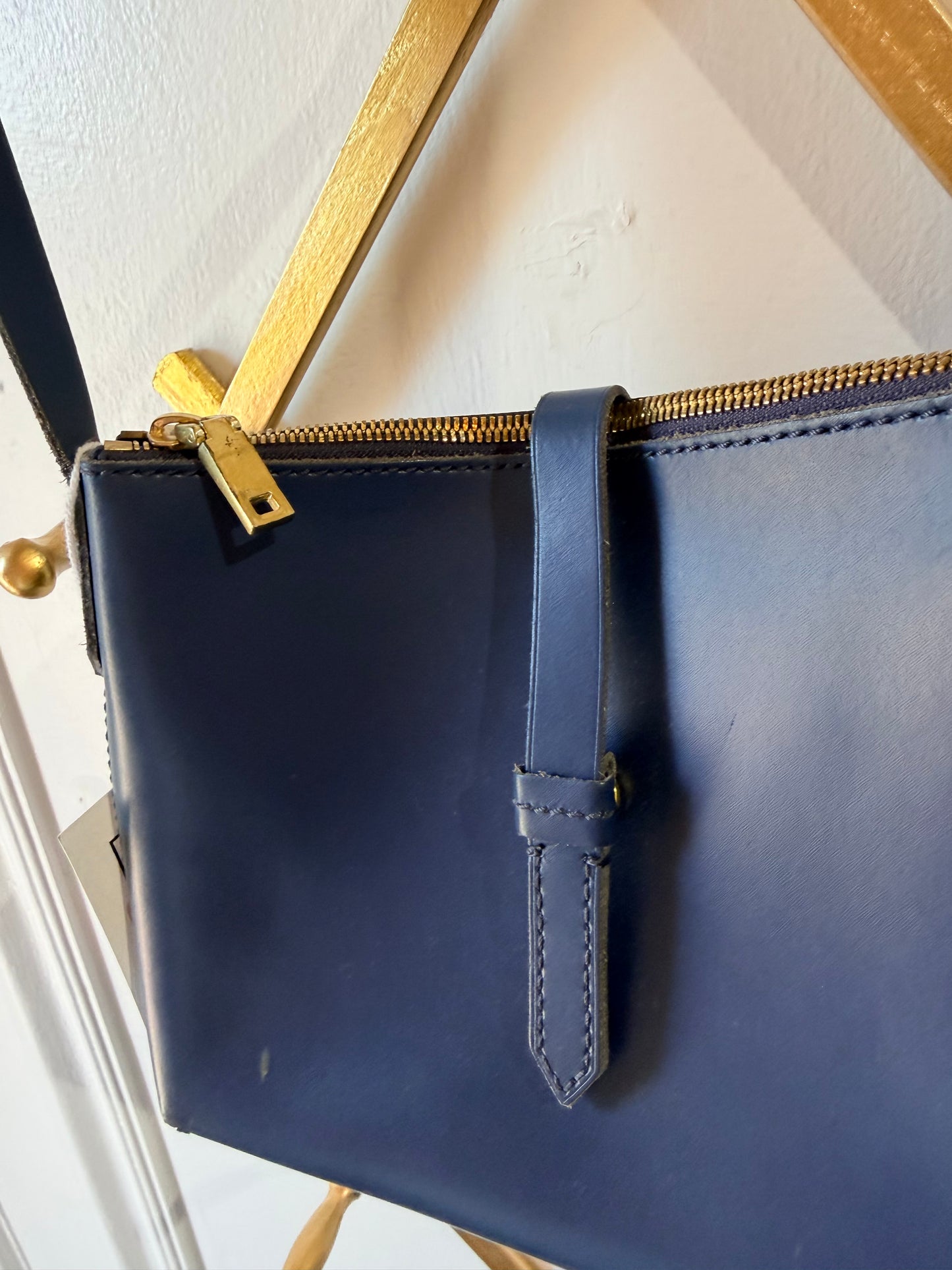 Vintage Parker Navy Blue Leather Crossbody Bag