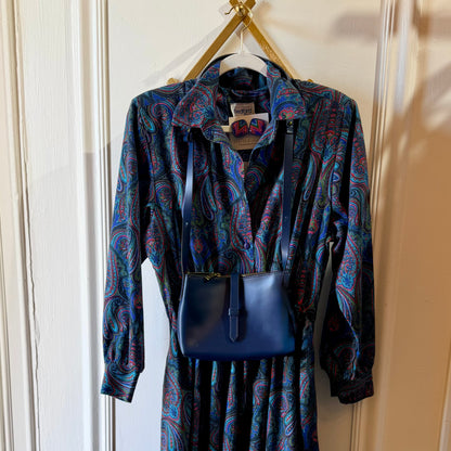 Vintage Parker Navy Blue Leather Crossbody Bag