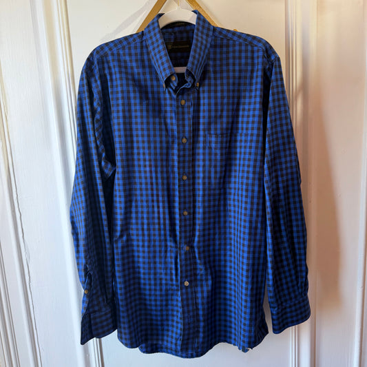Allen Edmonds Men’s Blue & Black Gingham Button-Down Shirt