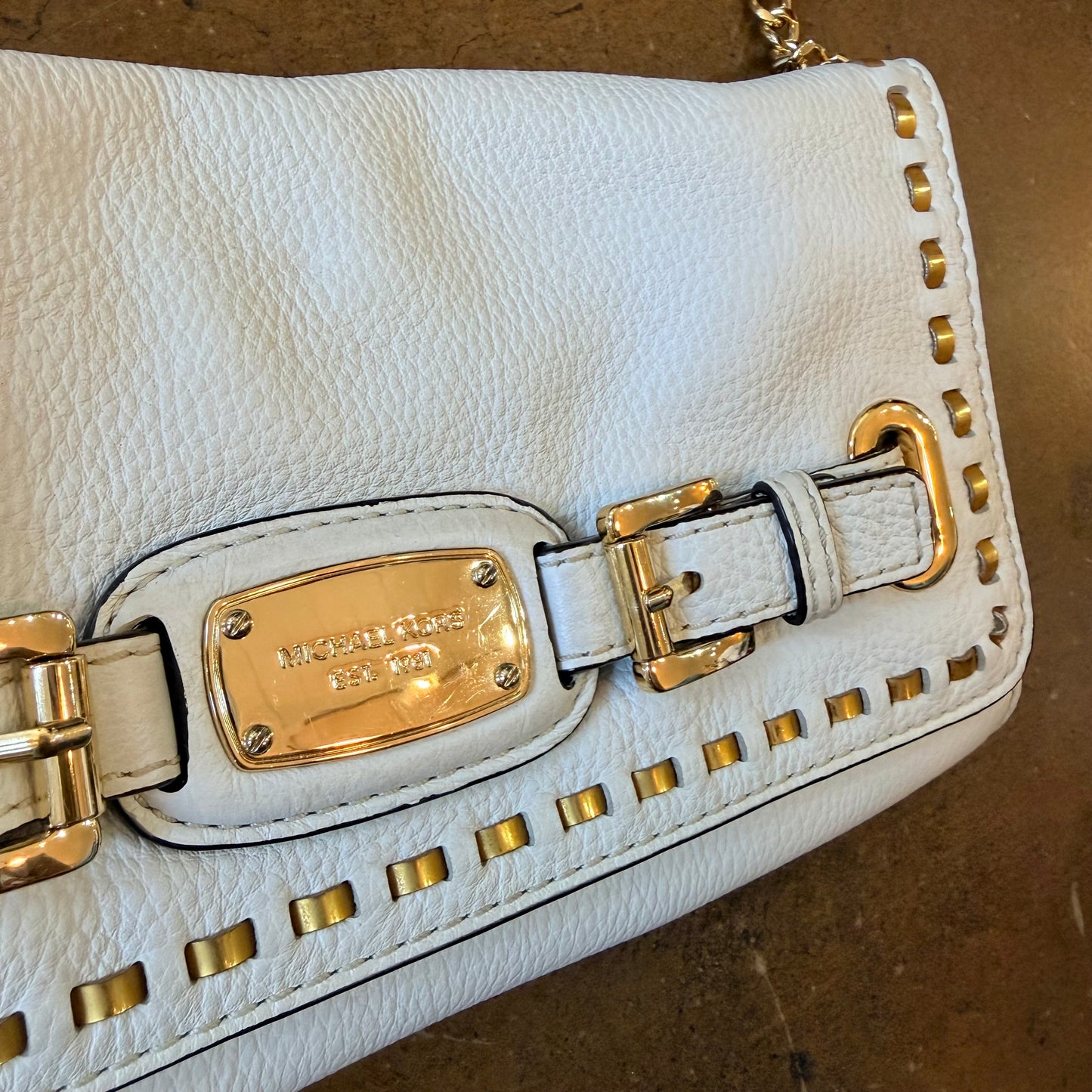 Michael Kors Hamilton Whipped Shoulder Bag – Optic White
