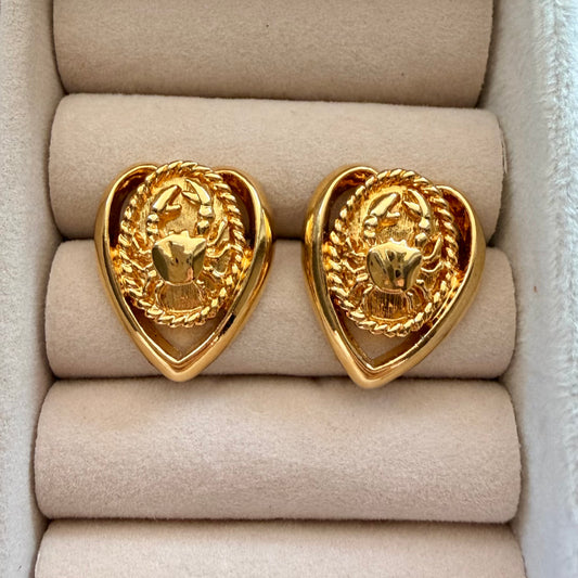 Vintage Gold Crab Earrings