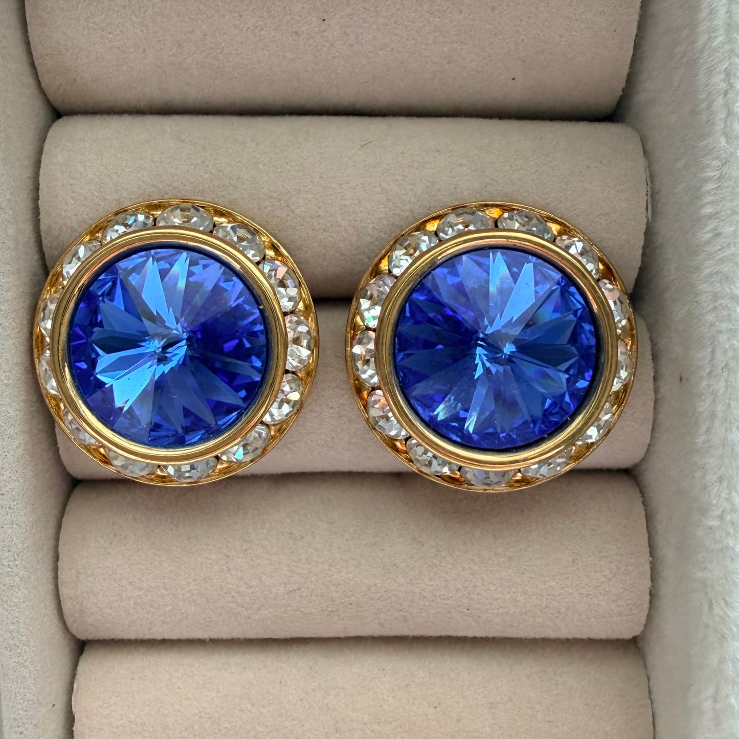 Vintage Avon Blue and Rhinestone Earrings