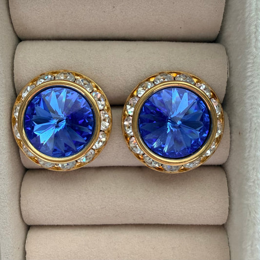 Vintage Avon Blue and Rhinestone Earrings