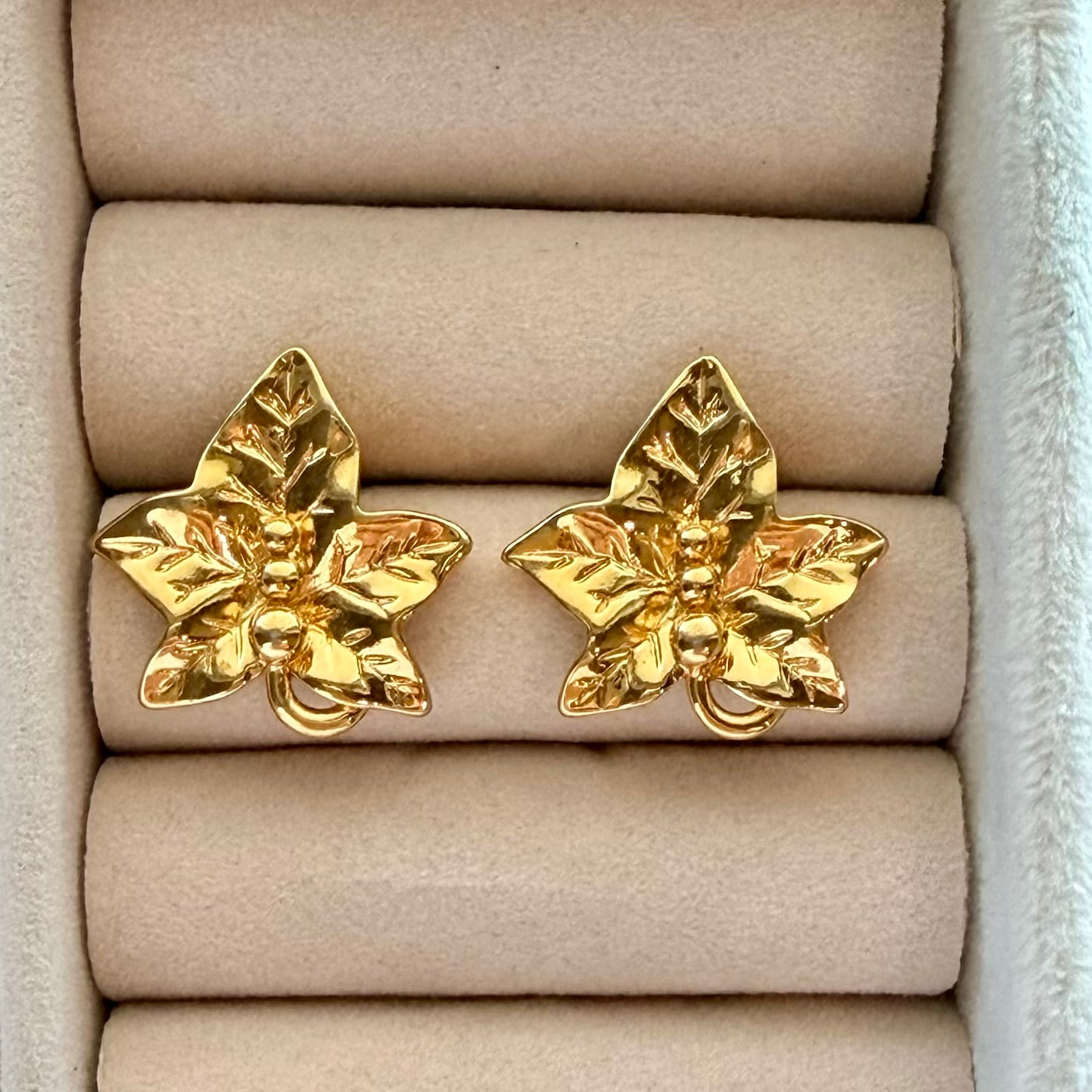 Gold Maple Leaf Stud Earrings