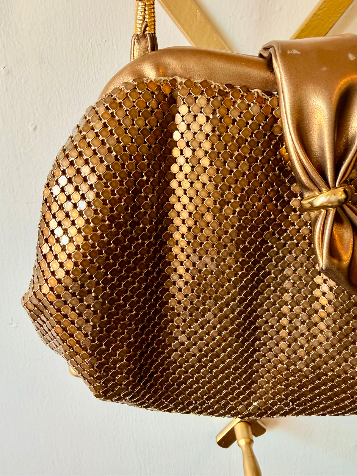 Vintage Gold Metallic Mesh Evening Bag