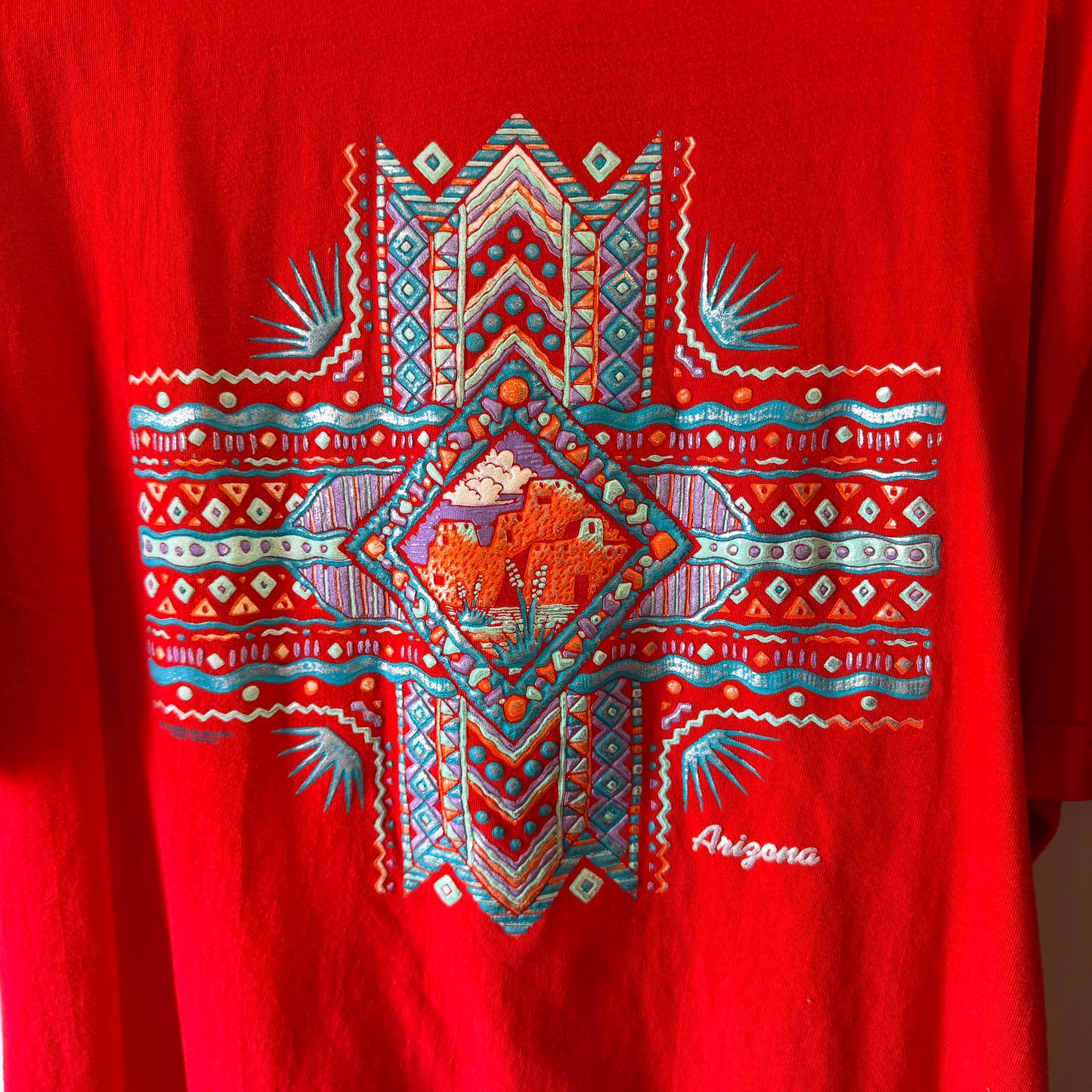 Vintage Arizona Southwestern Graphic T-Shirt Red XL