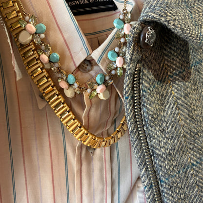 Lauren By Ralph Lauren VTG 100% Wool Equesterian Riding Tweed Herringbone Jacket