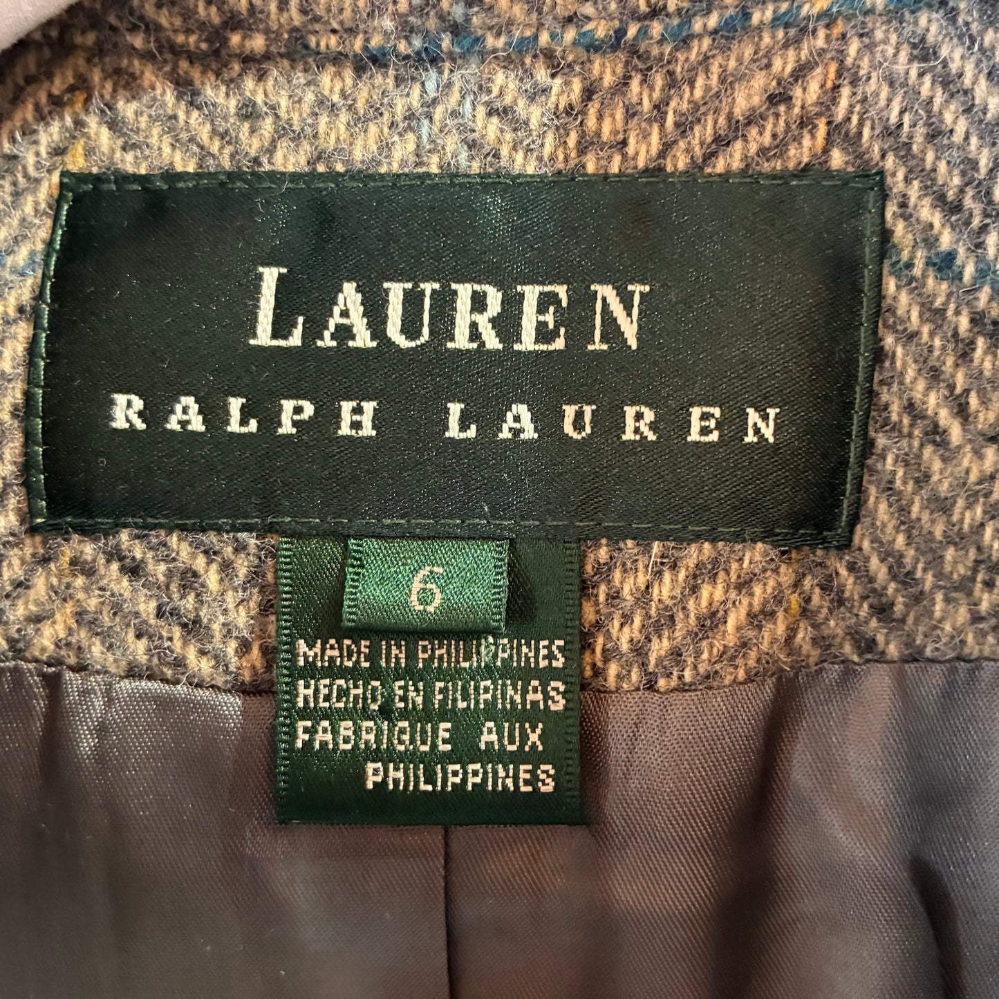 Lauren By Ralph Lauren VTG 100% Wool Equesterian Riding Tweed Herringbone Jacket