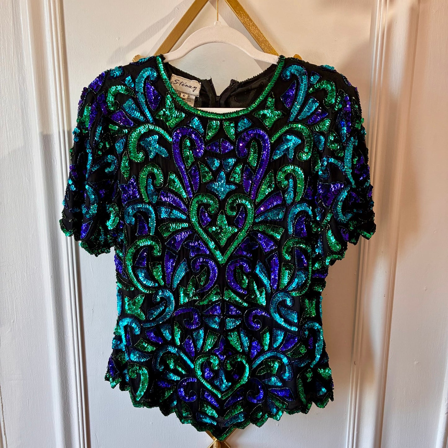 Vintage Sténay Silk Sequin Top