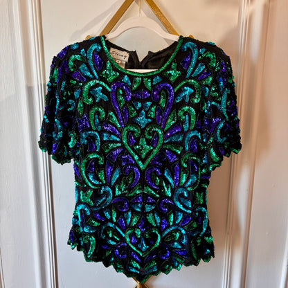 Vintage Sténay Silk Sequin Top