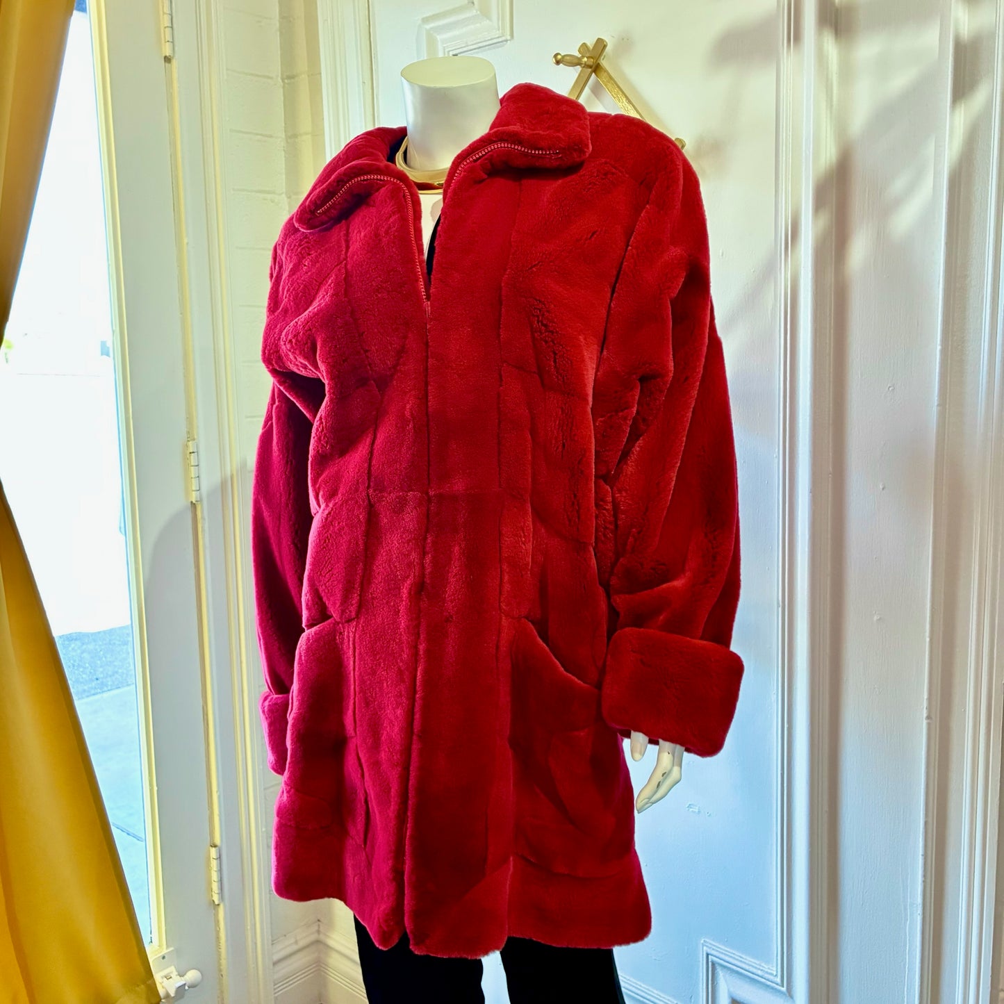 Vintage Late 1980s–1990s Bisang for Neiman Marcus Red Fur Coat