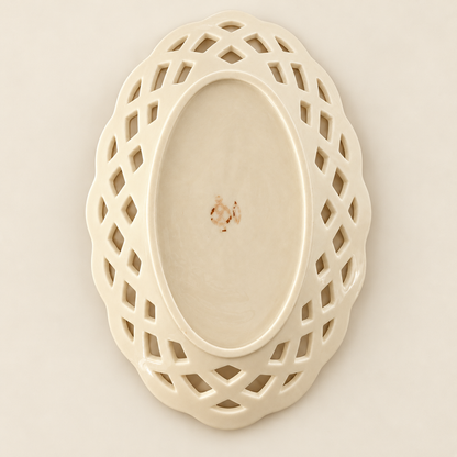 Vintage Lenox Ivory Lattice Oval Dish with Gold Trim