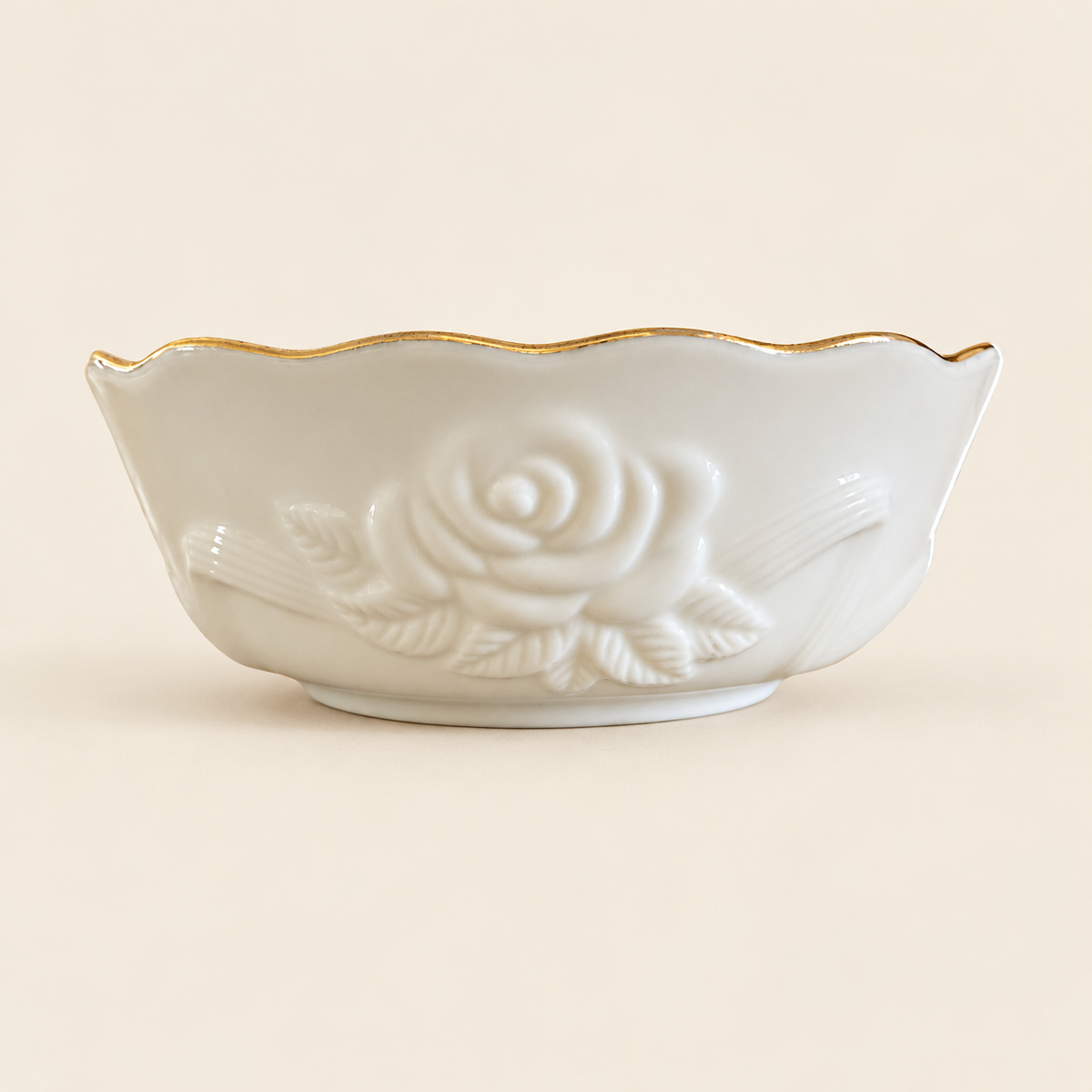 Lenox Ivory Embossed Rose Bowls – Mixed-Size Set of 3