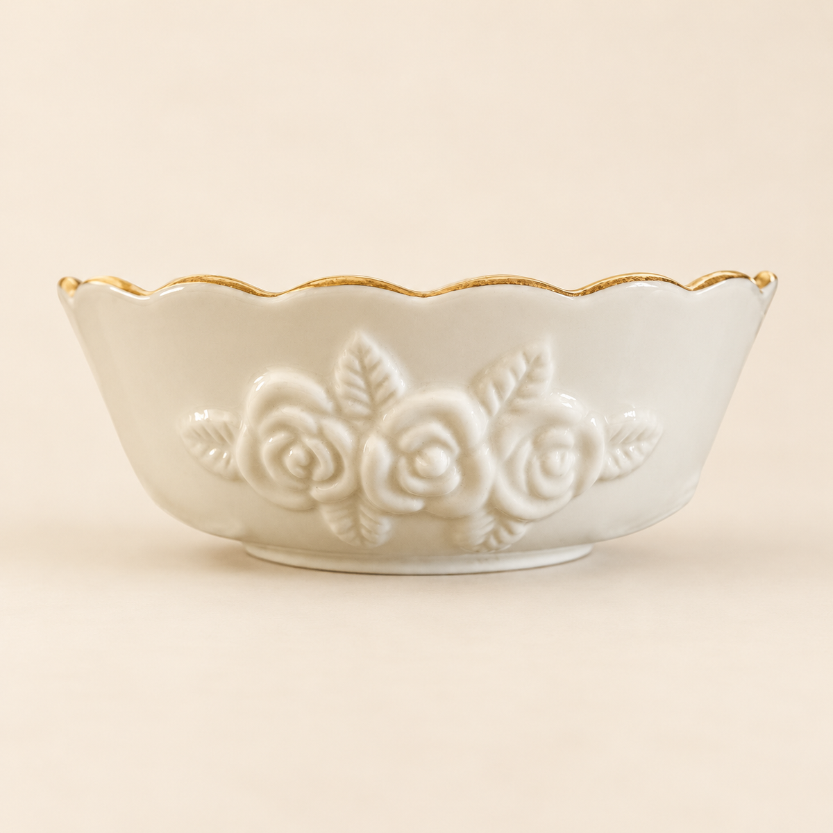 Lenox Ivory Embossed Rose Bowls – Mixed-Size Set of 3